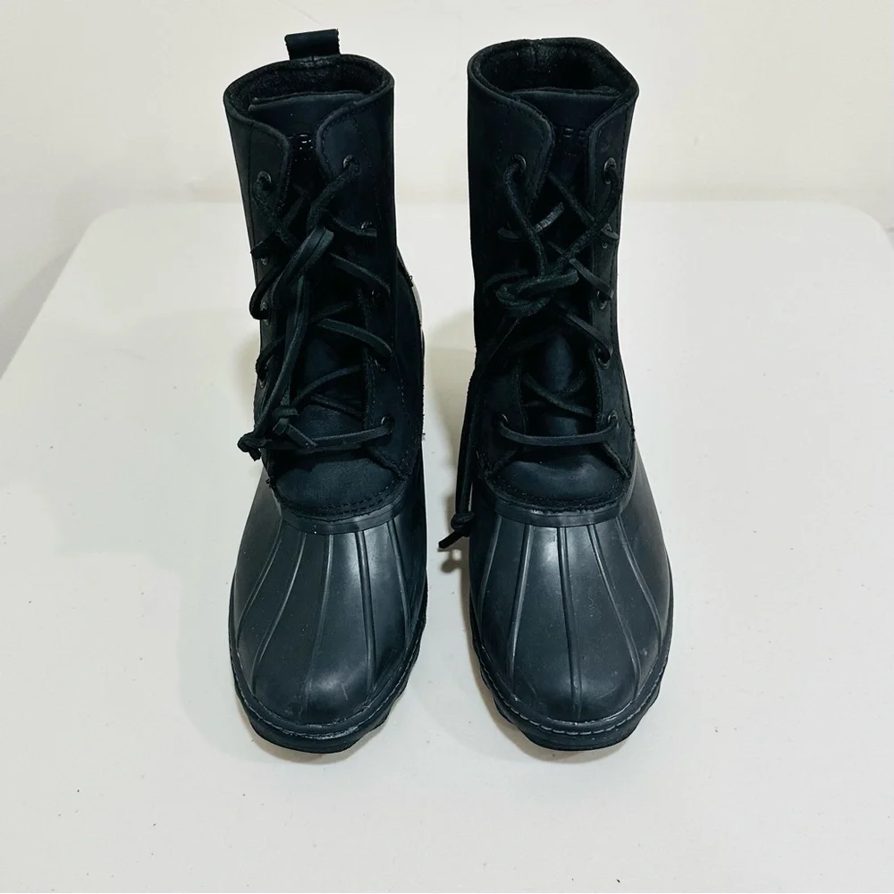 Women's Sperry Saltwater‎ Heel Duck Boots Black STS85478 Size 9Medium M Leather